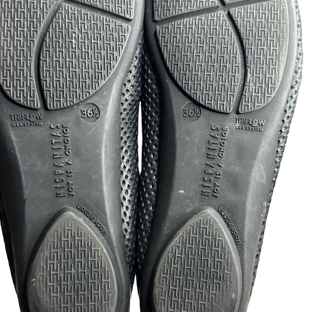 Hispanitas Soho Black Leather Perforated Round Toe Cheryl Ballet Flats Size 6.5 - Picture 7 of 8